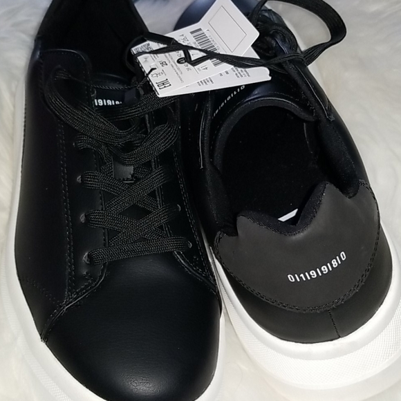 👣BERSHKA😄 Men's Faux Leather Platform Sneakers😃size 8 - Picture 6 of 13